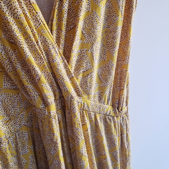 Anthropologie Long Maeve Print Fete Midi Dress Large Yellow summer Spring Dinner - Picture 11 of 14